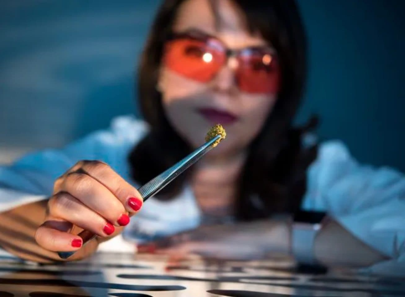 Dr. Raquel Keledjian examining a sample